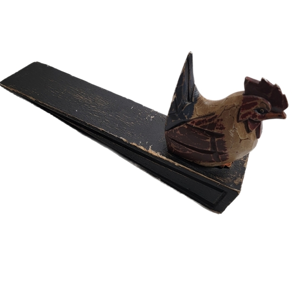 Vintage Rooster Wooden Door Stopper. - Picture 2 of 7